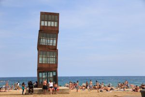 Imagem de pessoas na praia de La Barceloneta