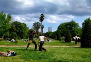 Imagem de pessoas praticando capoeira