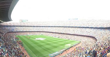 Imagem panorâmica do estádio Camp Nou