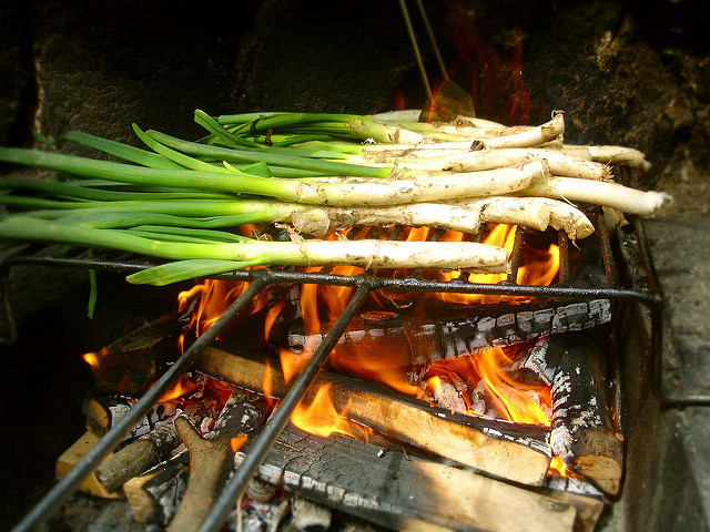 Calçots na brasa