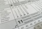 Calendário com os meses dispostos lado a lado